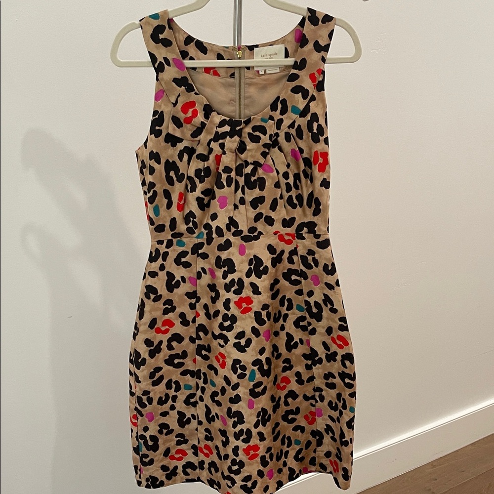 Kate Spade Leopard Print Dress with Multicolor Accents